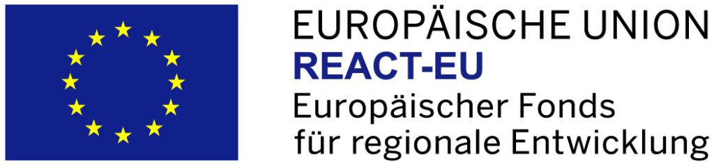 REACT-EU Förderung – Vößing Elektrotechnik Essen Logo der REACT-EU Förderung für den zukunftsorientierten Elektrotechnik Meisterbetrieb Vößing in Essen.